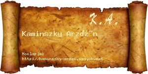 Kaminszky Arzén névjegykártya